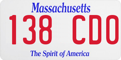 MA license plate 138CD0