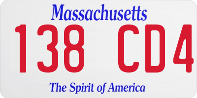 MA license plate 138CD4