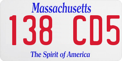 MA license plate 138CD5