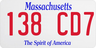 MA license plate 138CD7