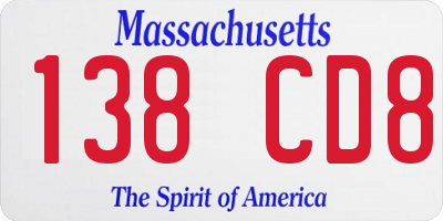 MA license plate 138CD8