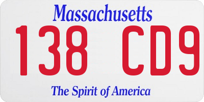 MA license plate 138CD9