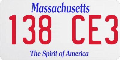 MA license plate 138CE3