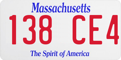 MA license plate 138CE4