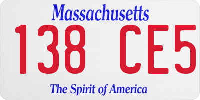 MA license plate 138CE5