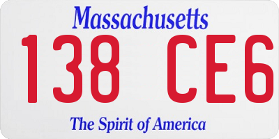 MA license plate 138CE6