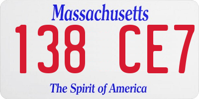 MA license plate 138CE7