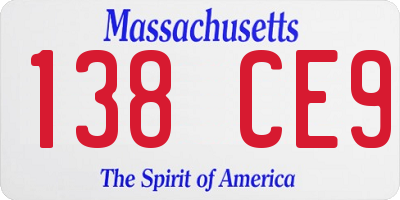 MA license plate 138CE9