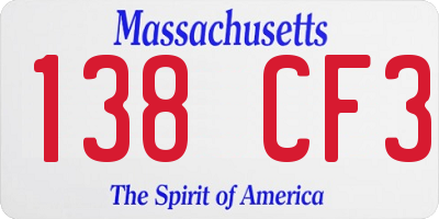 MA license plate 138CF3