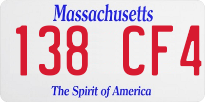 MA license plate 138CF4