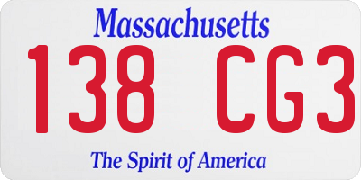 MA license plate 138CG3