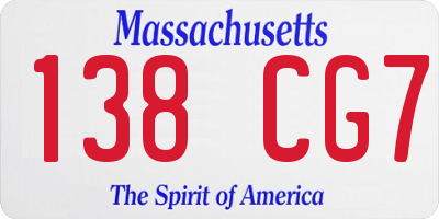 MA license plate 138CG7