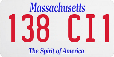 MA license plate 138CI1