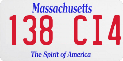 MA license plate 138CI4