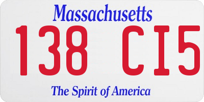 MA license plate 138CI5