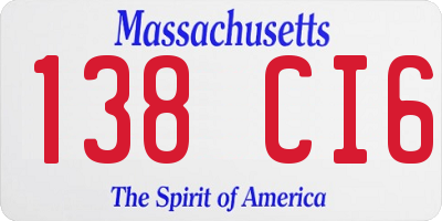 MA license plate 138CI6