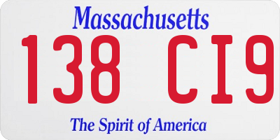 MA license plate 138CI9