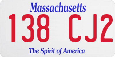 MA license plate 138CJ2