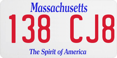 MA license plate 138CJ8