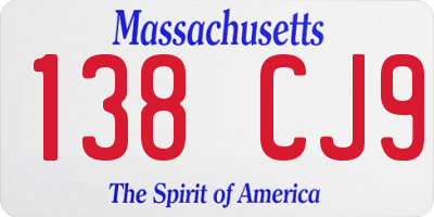 MA license plate 138CJ9