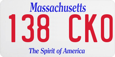 MA license plate 138CK0