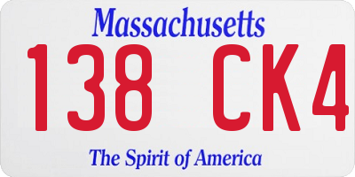 MA license plate 138CK4