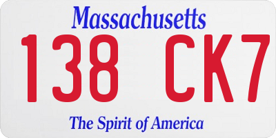 MA license plate 138CK7