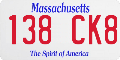 MA license plate 138CK8