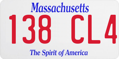 MA license plate 138CL4