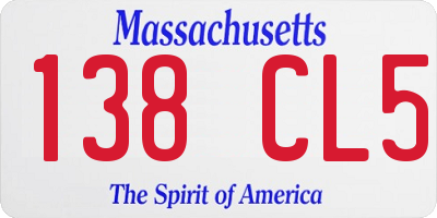 MA license plate 138CL5