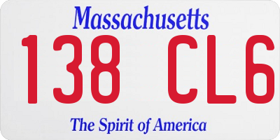 MA license plate 138CL6
