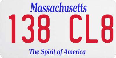 MA license plate 138CL8