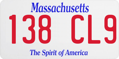 MA license plate 138CL9
