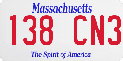 MA license plate 138CN3
