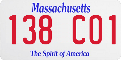 MA license plate 138CO1