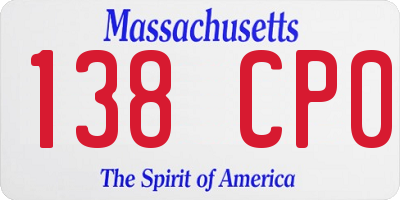 MA license plate 138CP0