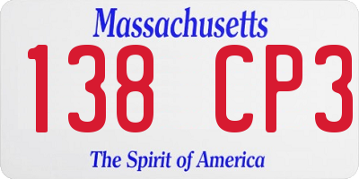 MA license plate 138CP3