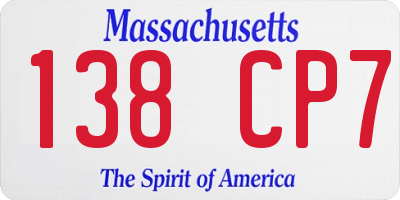 MA license plate 138CP7