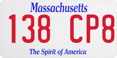 MA license plate 138CP8