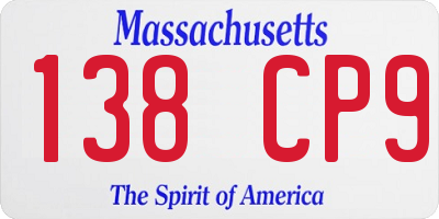 MA license plate 138CP9