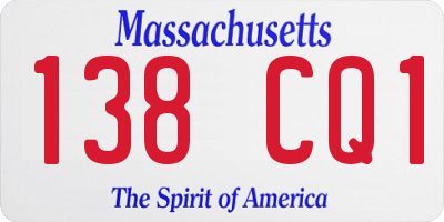 MA license plate 138CQ1