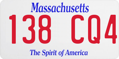 MA license plate 138CQ4