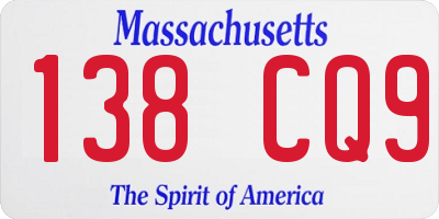 MA license plate 138CQ9