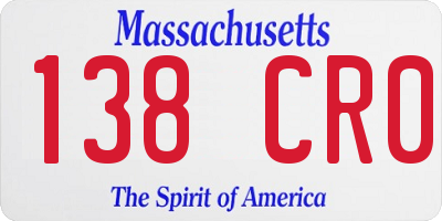 MA license plate 138CR0