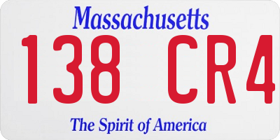 MA license plate 138CR4