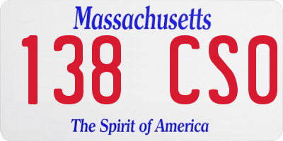 MA license plate 138CS0