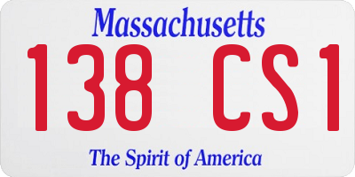MA license plate 138CS1