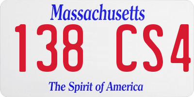 MA license plate 138CS4