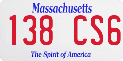 MA license plate 138CS6
