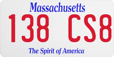 MA license plate 138CS8